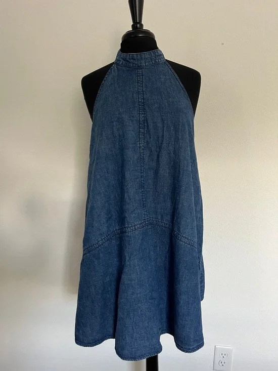 Free People Denim Halter Swing Dress - Picture 2 of 16